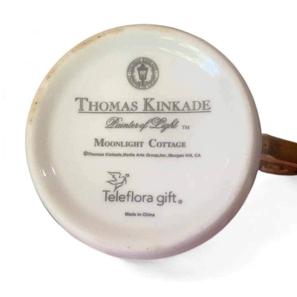 White Thomas Kinkade Moonlight Cottage Cup and Saucer Set
